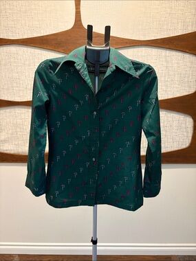 Vintage Le Soft Shirt by Lady Manhattan Women'sButton-Up Shirt with tree Motif